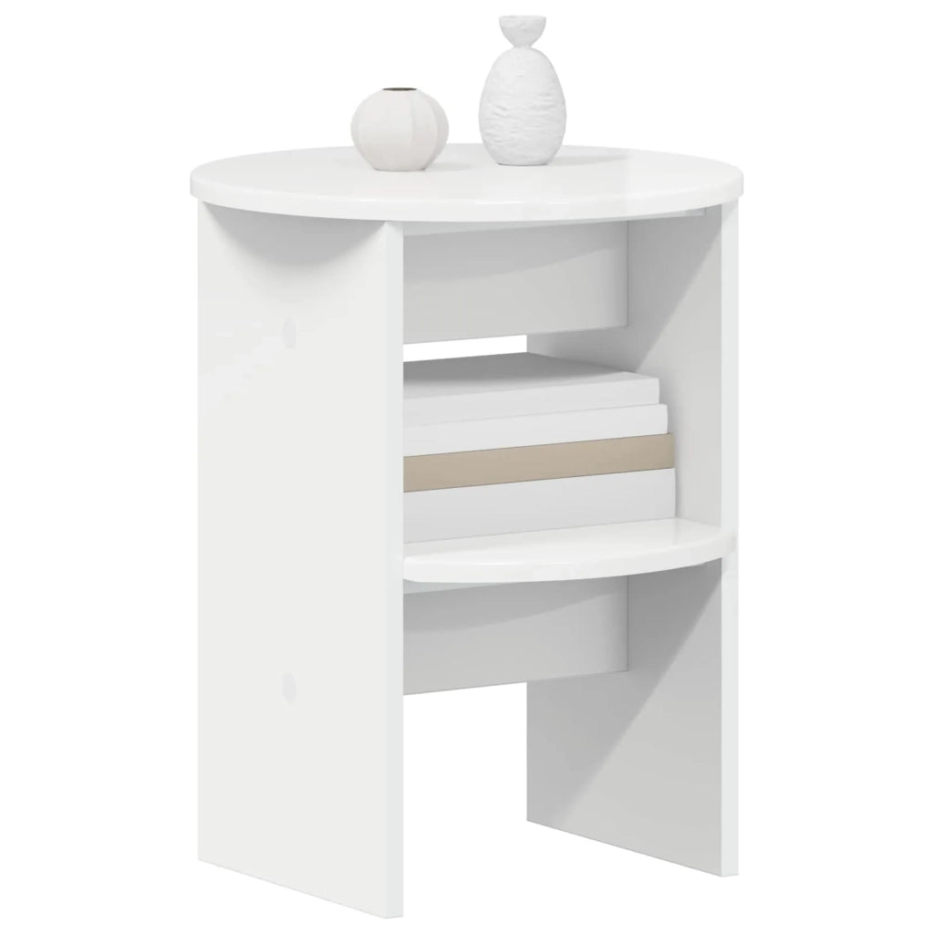 Mobile laterale Bianco Lucido Ø40 x 50 cm Legno ingegnerizzato 899824