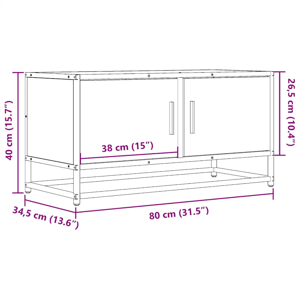 vidaXL Mobile TV Rovere Sonoma 80x34,5x40 cm Legno Multistrato Metallo
