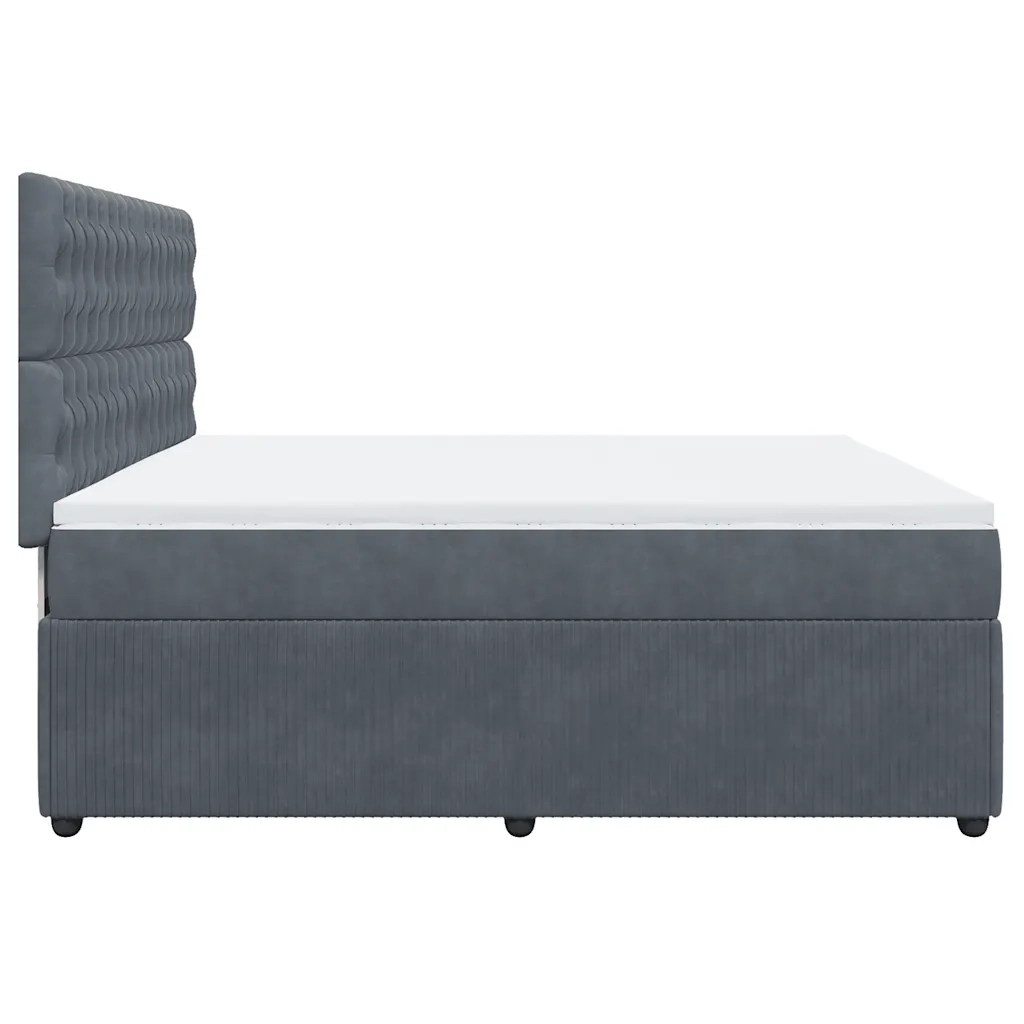 Giroletto a Molle con Materasso Grigio Scuro 200x200 cm Velluto