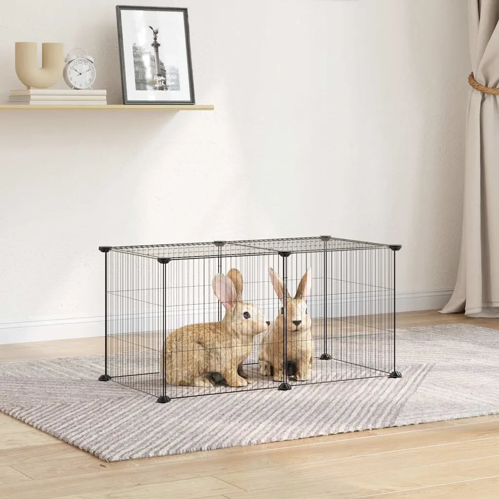 Gabbia per Animali Domestici 8 Pannelli Nero 35x35 cm Acciaio CFW9816051