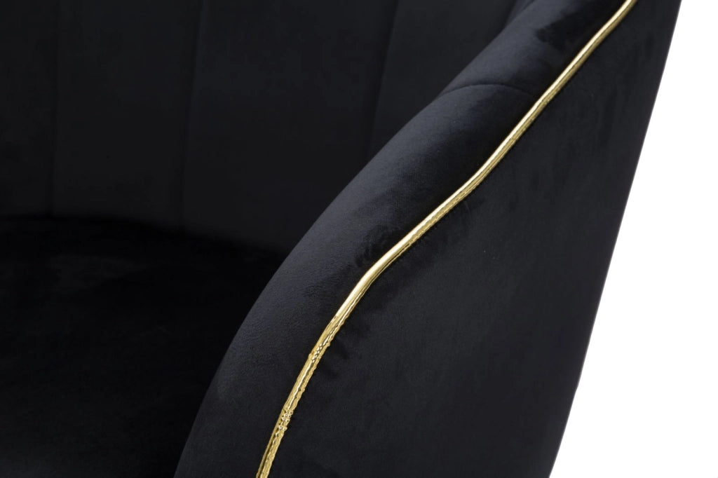 Poltrona elegante, tessuto nero, gambe legno nero 62x58x78cm Paris Gold