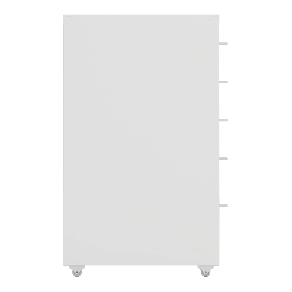 Cassettiera Kökar in Acciaio Mobile Archivio con 5 Cassetti e Rotelle - Bianco [en.casa]