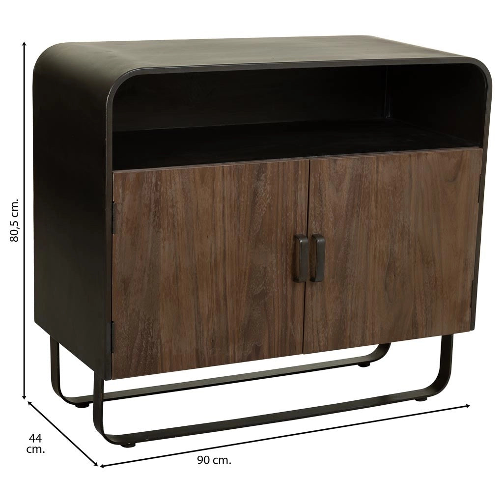 Credenza in legno e metallo nero 90x44x80,5h cm