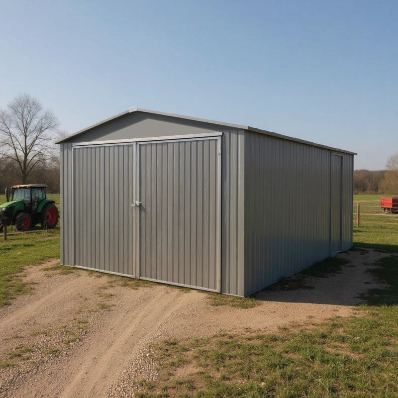 Garage in metallo â€“ EFFETTO LEGNO INVECHIATO â€“ 18,24 mÂ²