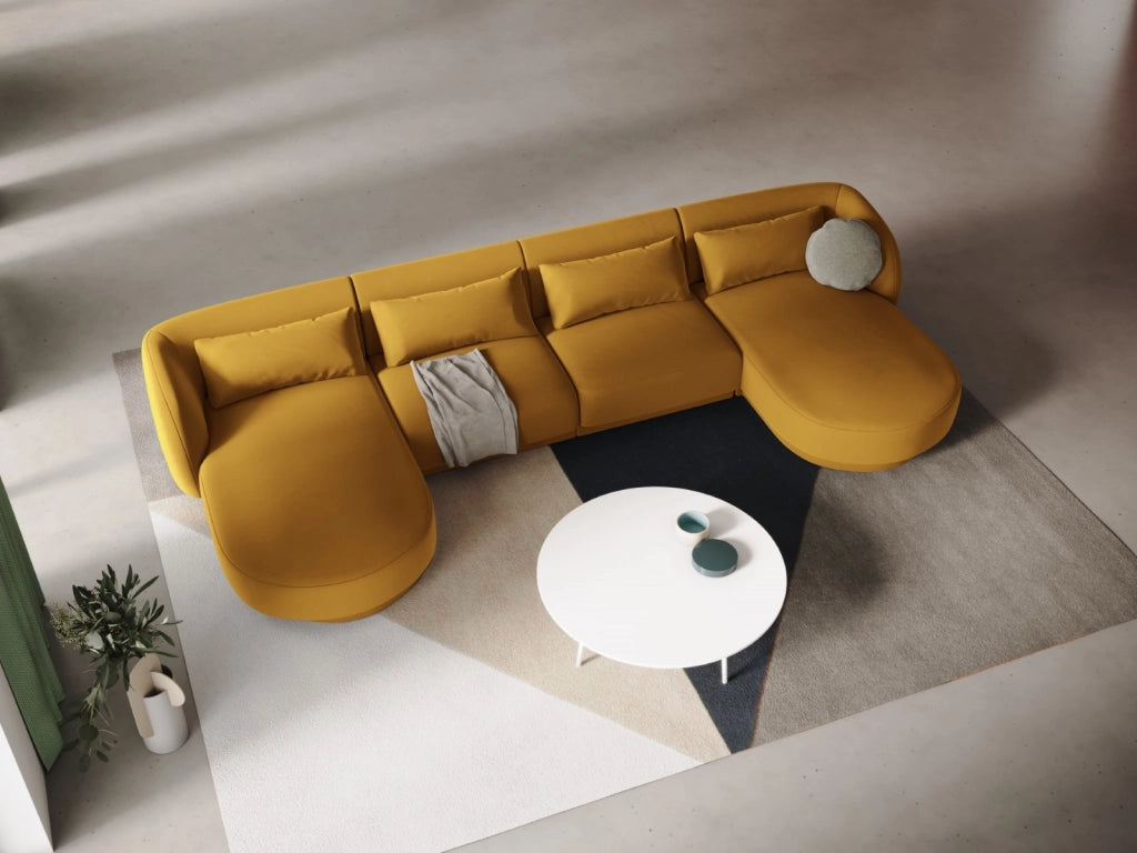 Cosmopolitan Design - Divano panoramico "Tulum" 5 posti in velluto giallo 