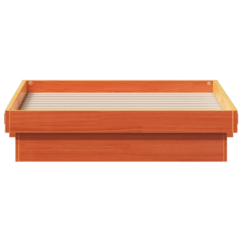 Giroletto LED-Struttura Letto con LED Marrone Cera 100x200 cm in Legno Massello di Pino