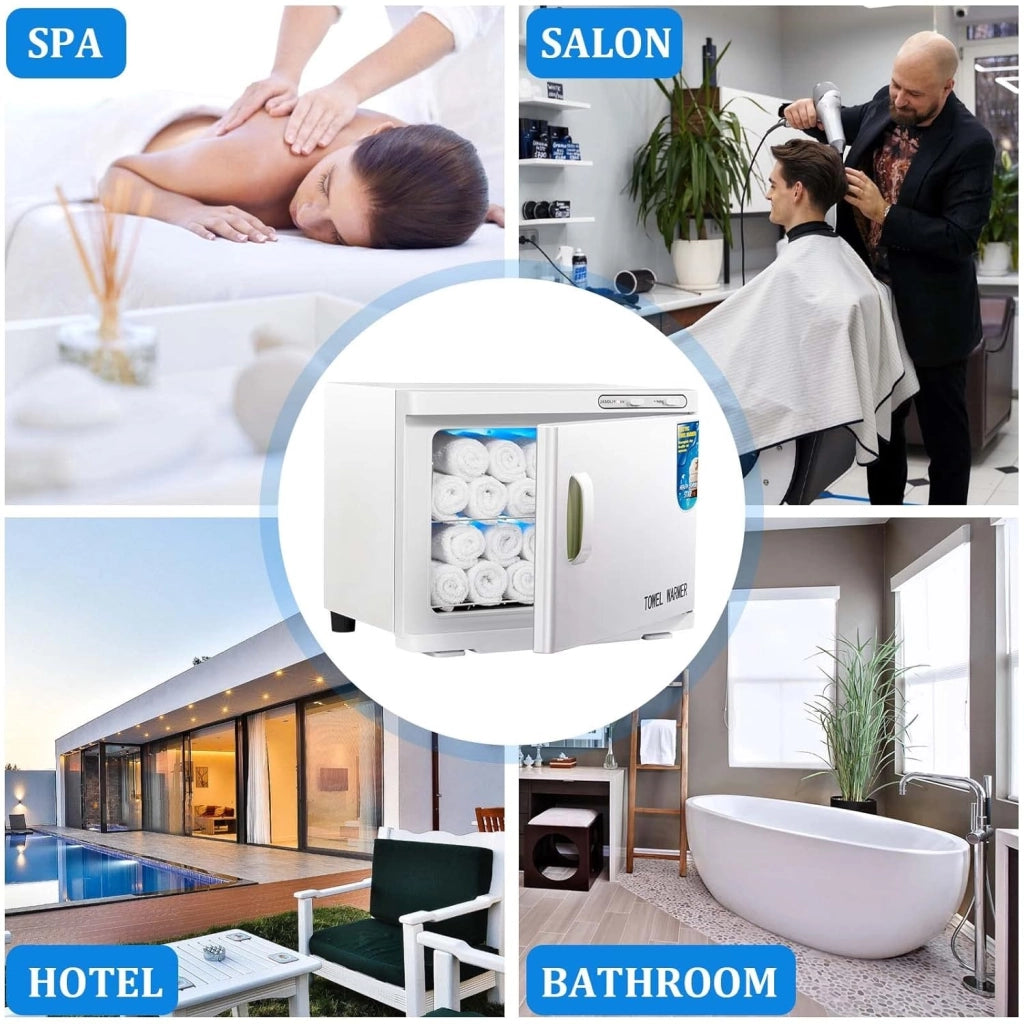 ZMH Scaldasalviette bianco 23L scaldasalviette rotante a 360° asciugasalviette UV per saloni di bellezza e spa