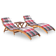 Set di 2 lettini prendisole sedie a sdraio lettini prendisole lettini da giardino mobili da giardino con tavolo e cuscini legno massello di acacia 02_0012100