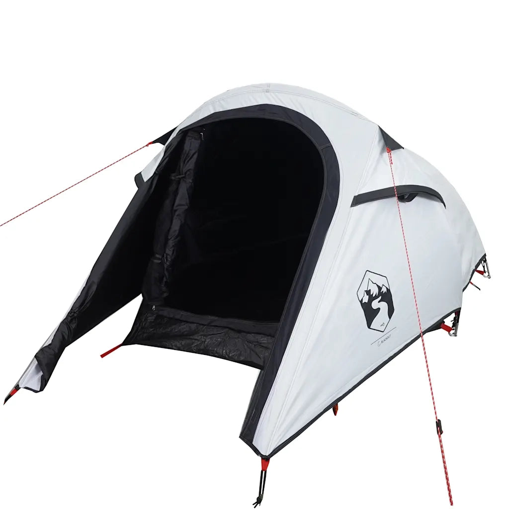 Tenda Campeggio a Tunnel 3 Persone Bianca Tessuto Impermeabile 94603