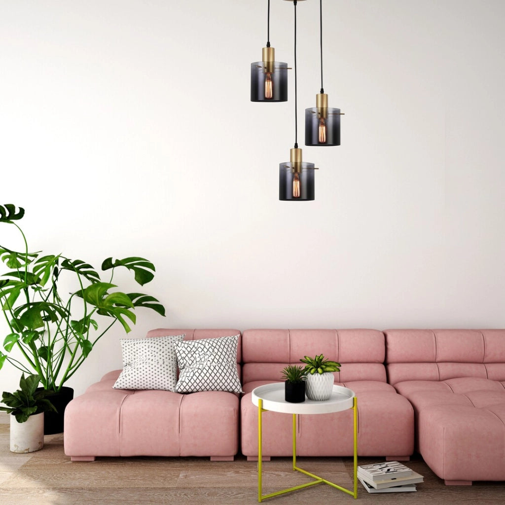 Lampadario Rabalux Donati 3xE27 oro vetro fumé Ø41cm