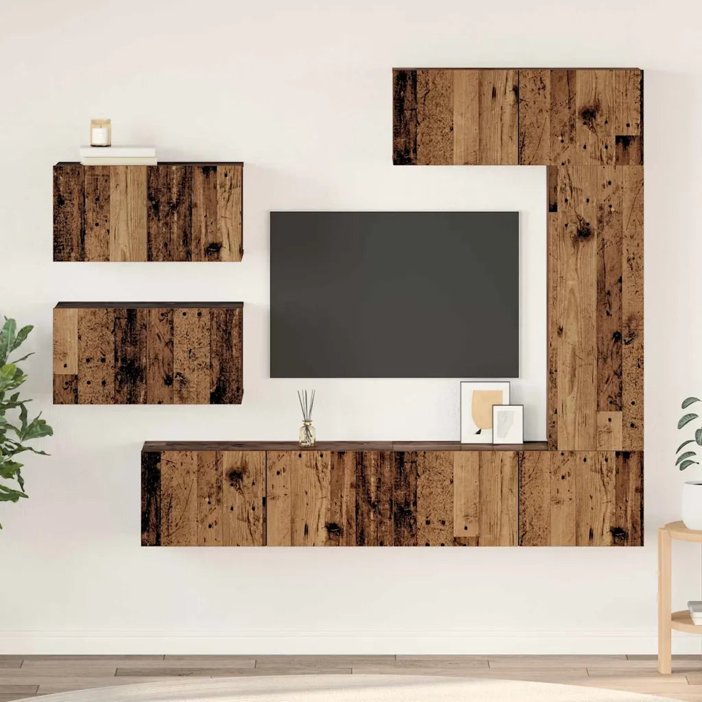 vidaXL Set mobile TV 6 pcs Legno vecchio 30.5 x 30 x 90 cm