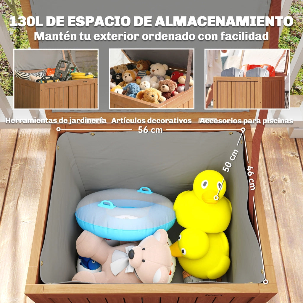 Baule per Esterno in Legno 130L ¨C zephmum ¨C Marrone 63x51x58,5 cm