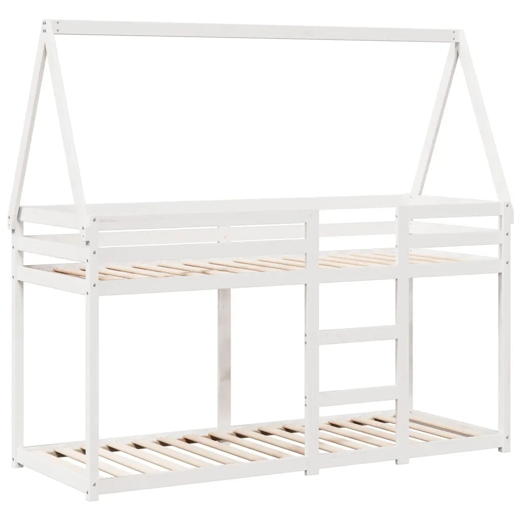Letto a Castello con Tetto Bianco 90x200 cm in Legno di Pino 3282080
