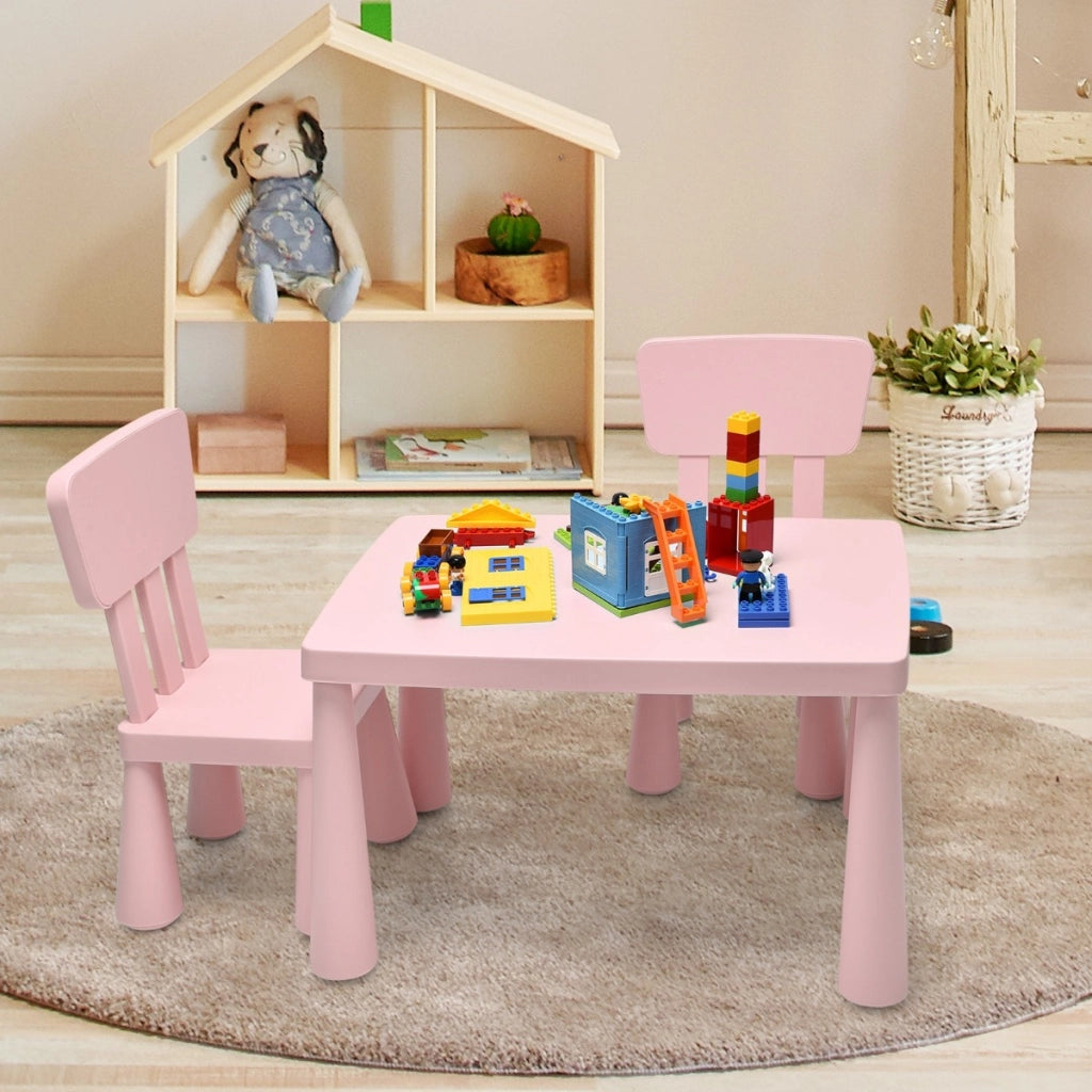 Set con tavolo e 2 sedie per bambini e sgabelli in velluto, Set tavolo e sedie per bambini e sgabelli poggiapiedi-Per i bambini