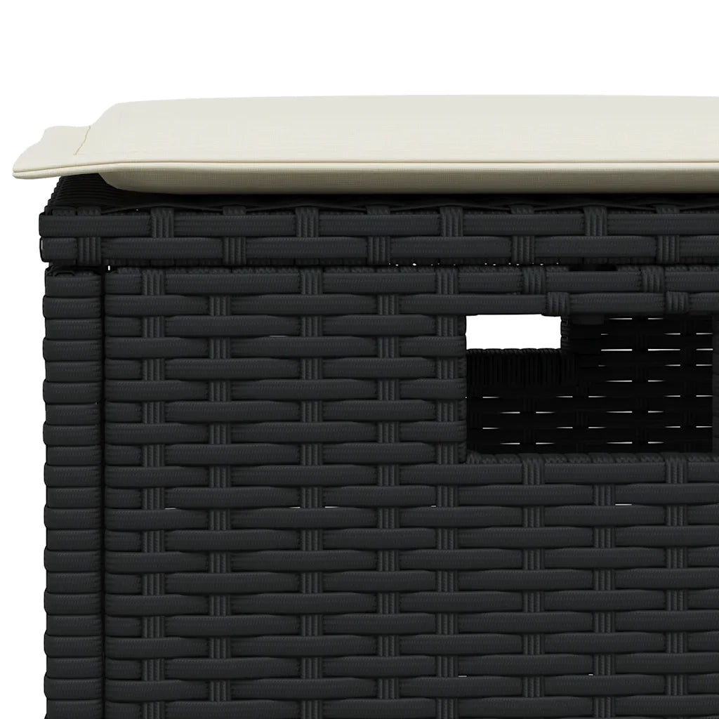 Set da Pranzo da Giardino 5 pz Nero con Cuscini in Polyrattan