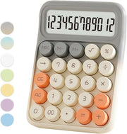 Calcolatore a 12 Cifre con Grandi Tasti - Design Moderno per Ufficio e Casa - Grigio Bianco