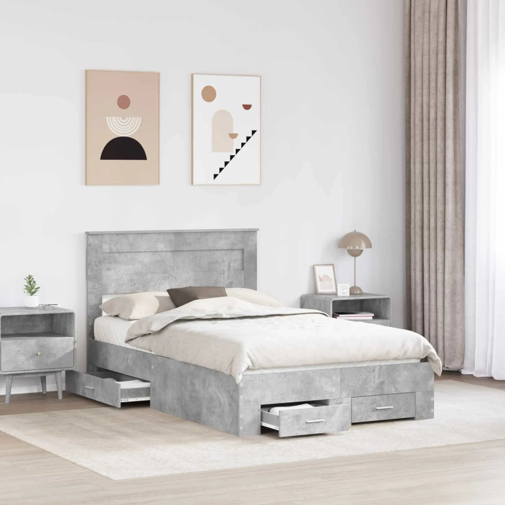 Struttura del letto con testiera Grigio cemento 120 x 190 cm