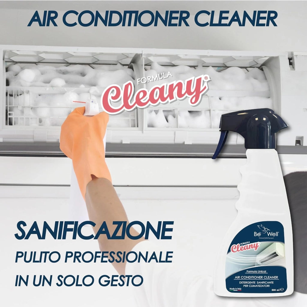 CLEANY Air Conditioner Detergente Antiodore Igienizzante Climatizzatori per Filtri e Componenti, Spray Condizionatori Igienizzante Azione Immediata, Pulisce a Fondo, Elimina i Cattivi Odori
