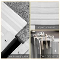 Rampa per Sedia a Rotelle Pieghevole in Alluminio con Bordi Esterni, 61x74x5 cm, Argento