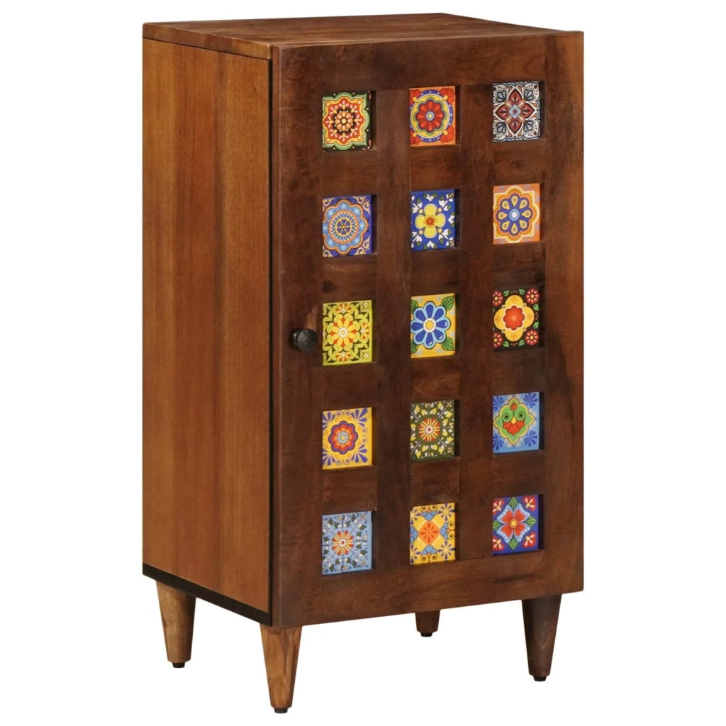 Credenza con porta Noce 40 x 33 x 75 cm Legno di mango massello 4018248