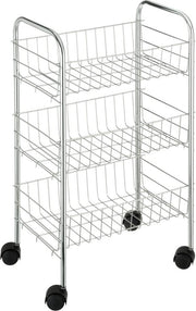 Carrello da cucina a tre livelli in acciaio inox - 38 x 63 x 25 cm