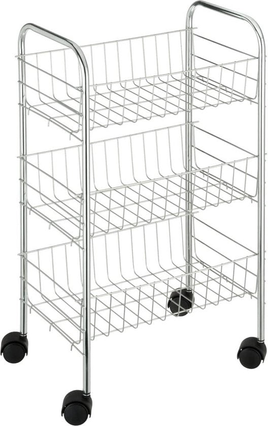 Carrello da cucina a tre livelli in acciaio inox - 38 x 63 x 25 cm