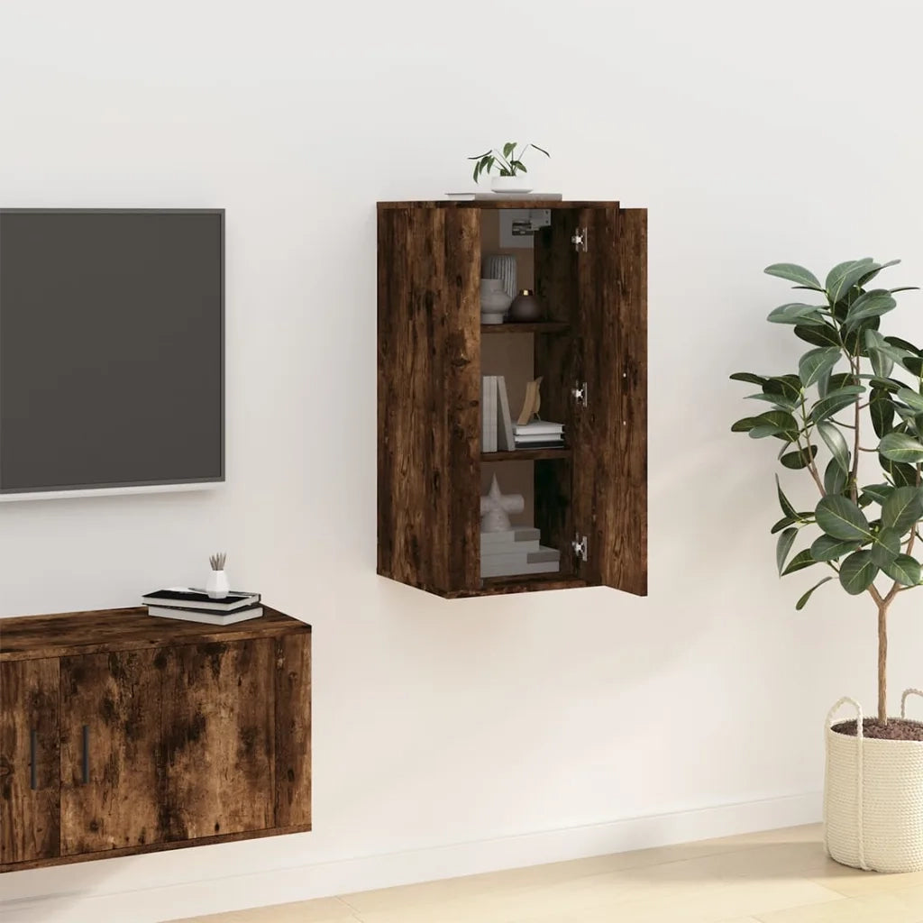 Mobile Porta TV a Parete Rovere Fumo 40x34,5x80 cm 816677