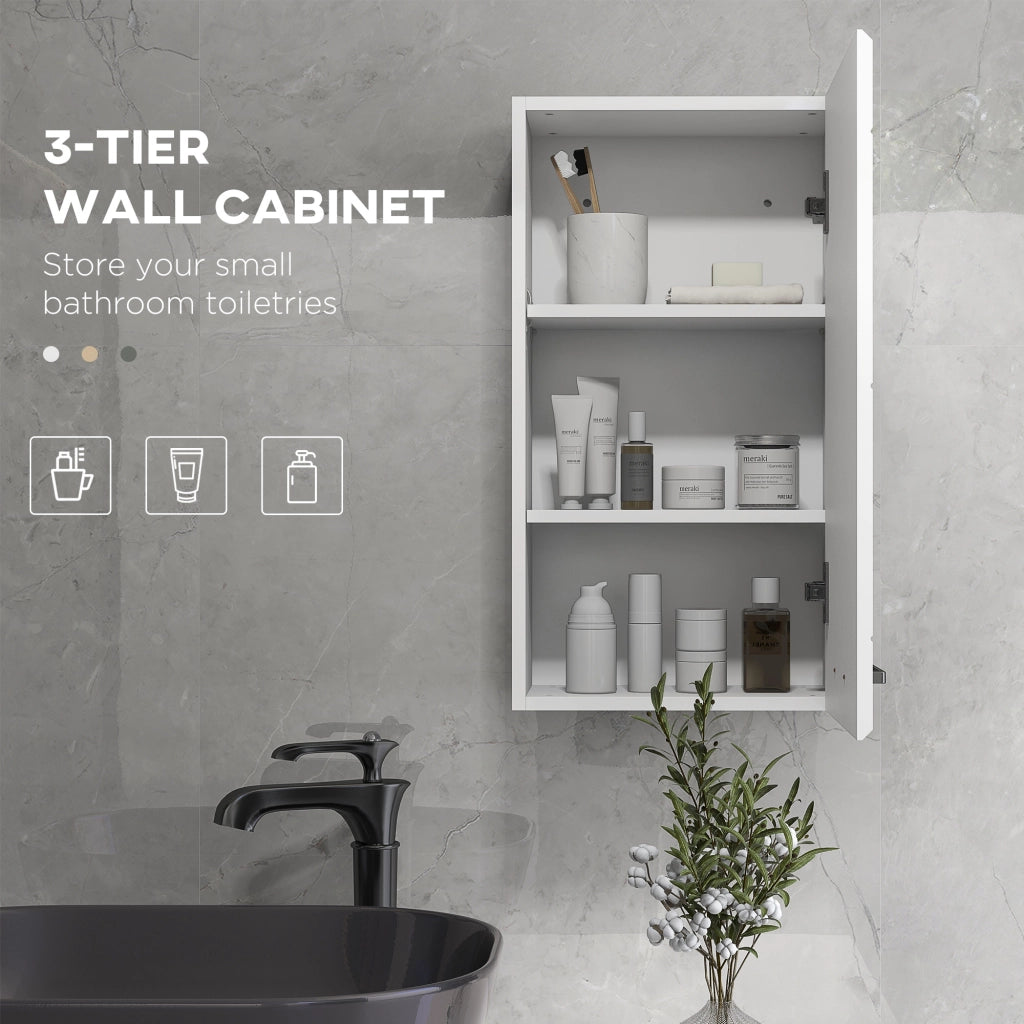 EasyComfort Mobiletto Bagno in MDF a Muro con 3 Ripiani e Ripiano Superiore Regolabile, 37x22.5x70 cm, Bianco