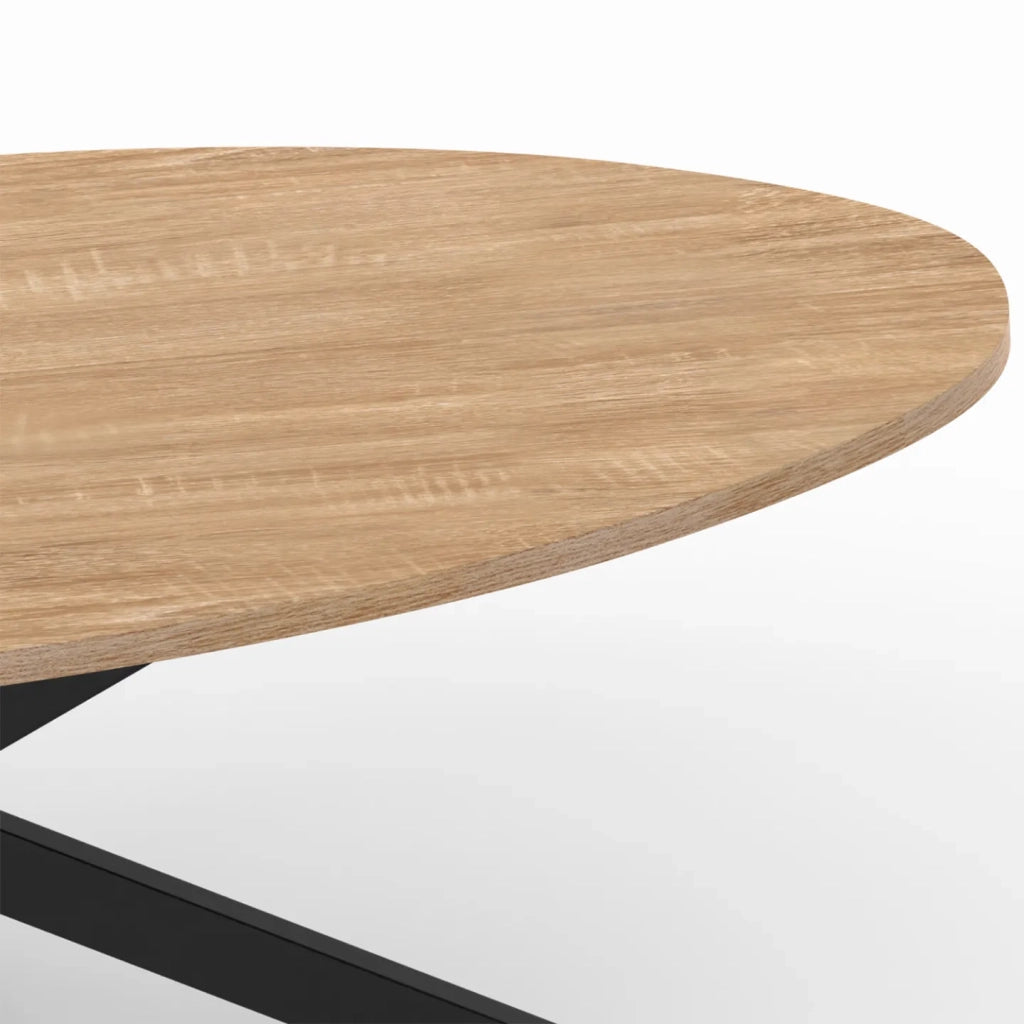 IDMarket - Mesa de centro ovalada ALIX con pata de madera y araña negra