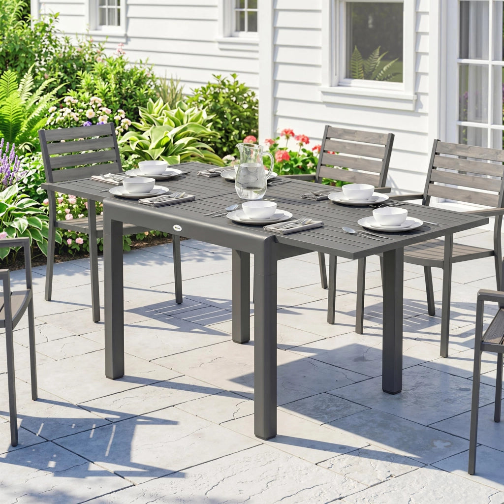 Tavolo da pranzo allungabile ¨C Minimal ¨C grigio scuro, alluminio, 110-170x90x75 cm