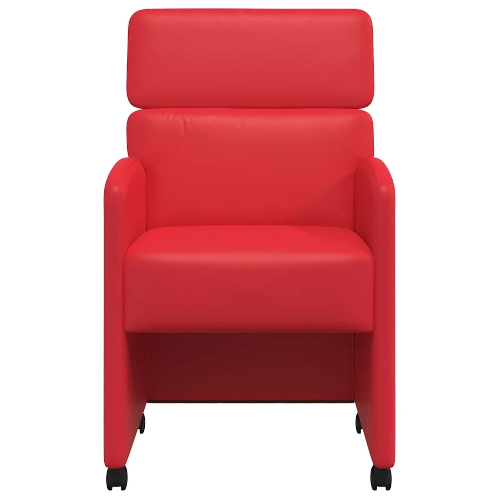Sedie da Pranzo con Ruote con ruote 2 pcs Rosso 58 x 65 x 98 cm