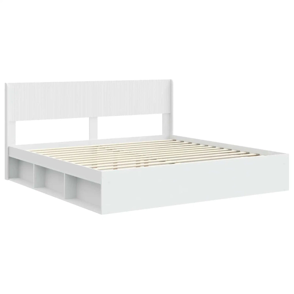 Struttura del letto con stoccaggio e testata Bianco 3414179