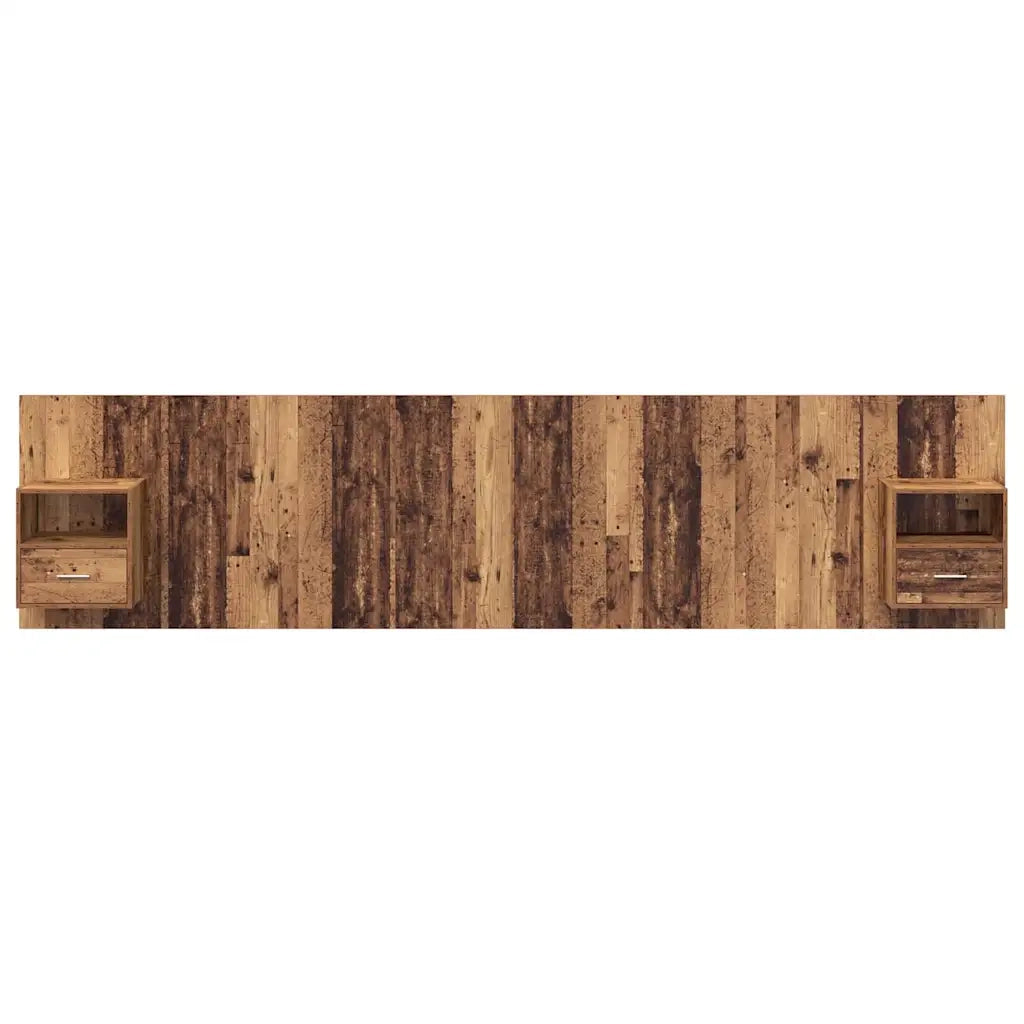 Testiera | Testata con Comodino 3 pcs Legno vecchio Legno multistrato