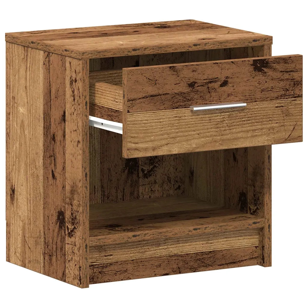 Comodini 2 pz con Cassetto Legno Antico 39x28x41 cm