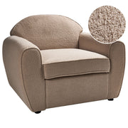 Poltrona Moderna da Soggiorno con Rivestimento in Tessuto Bouclé Marrone Chiaro Schienale Imbottito e Cuscino Spesso