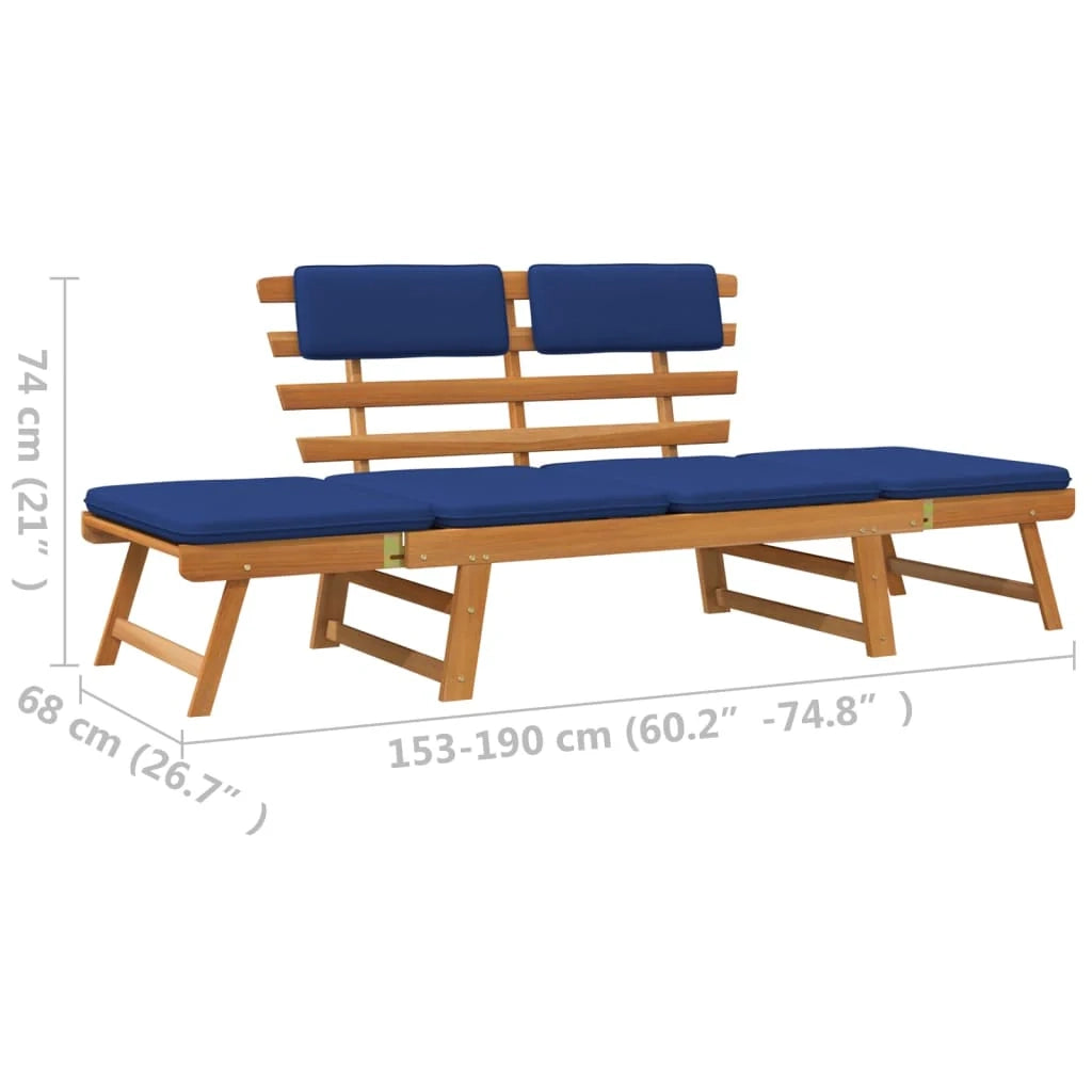 Panca da giardino da 190 cm mobili da esterno per patio con cuscini legno massello di acacia 2 in 1 02_0011598