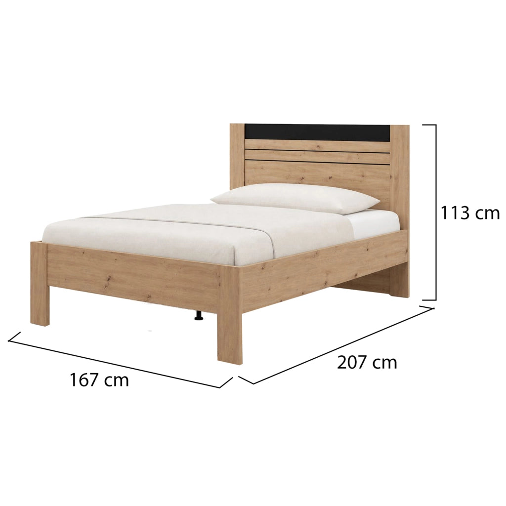 Letto Matrimoniale Kabale, Letto Matrimoniale Dimensione Materasso 160x200 cm, Marrone Rovere Nodi