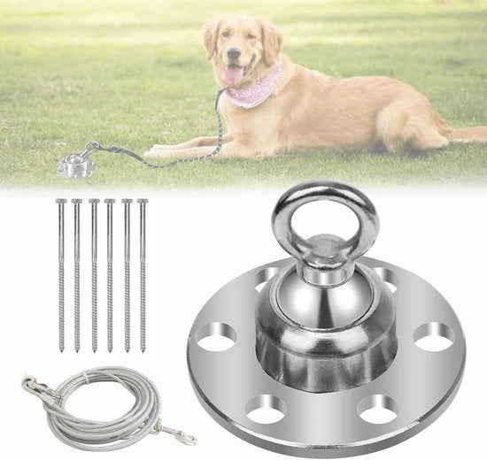 Anchiale per cani 360° girevole con 6 viti - per giardino - esterno - campeggio - 1500 kg di forza di trazione Anchiale per cani
