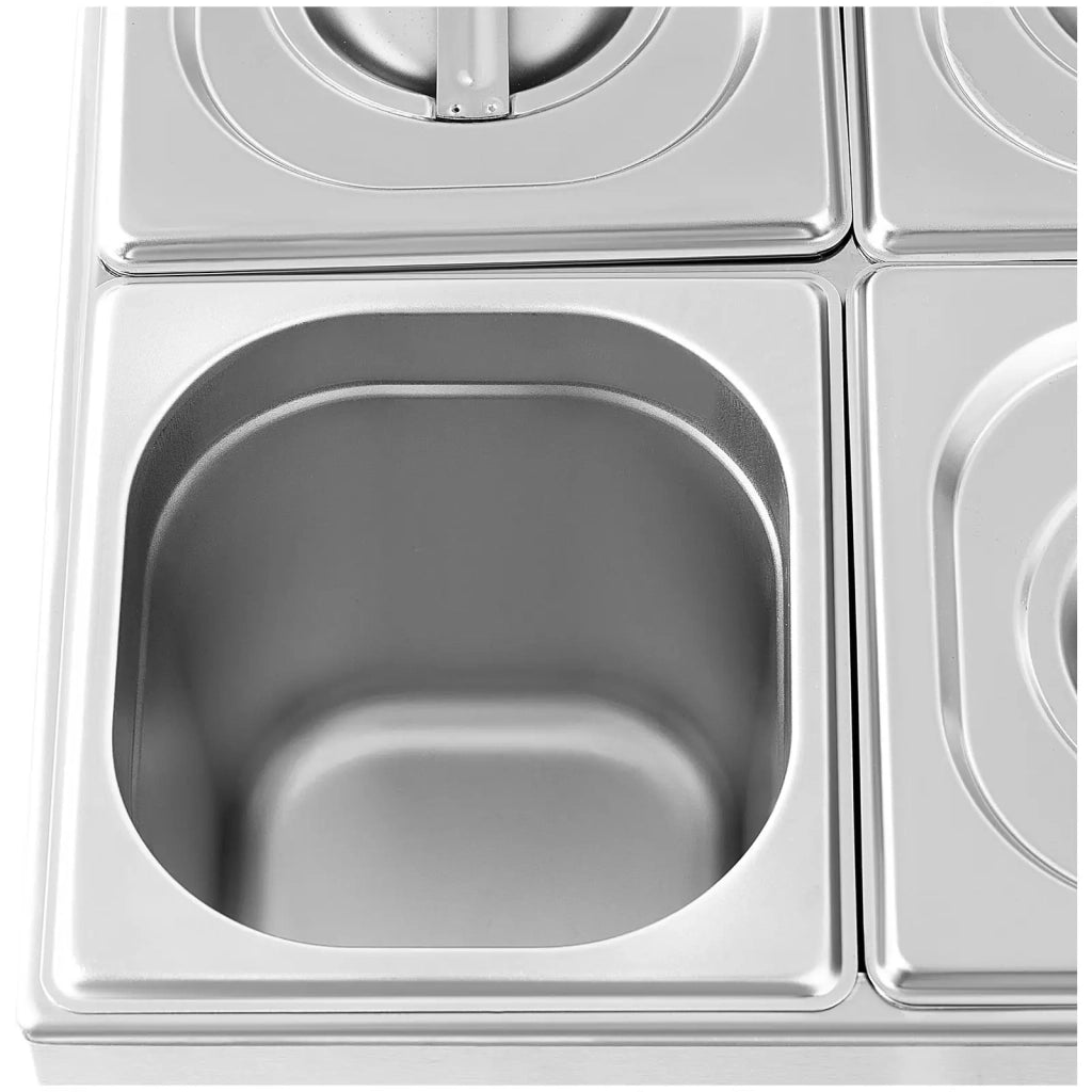 Bagnomaria professionale da 640 watt con 6 teglie GN 1/6 acciaio inox argentato 14_0008304
