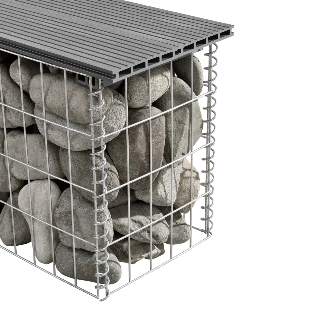 Panchina da giardino in gabbione 100 x 30 x 5 cm grigio 03_0006440