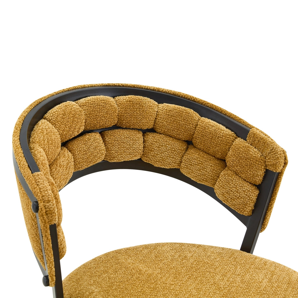 Sedia da Pranzo Set da 2 con Schienale Avvolgente Ergonomico e Gambe in Metallo, Velluto Giallo e Nero