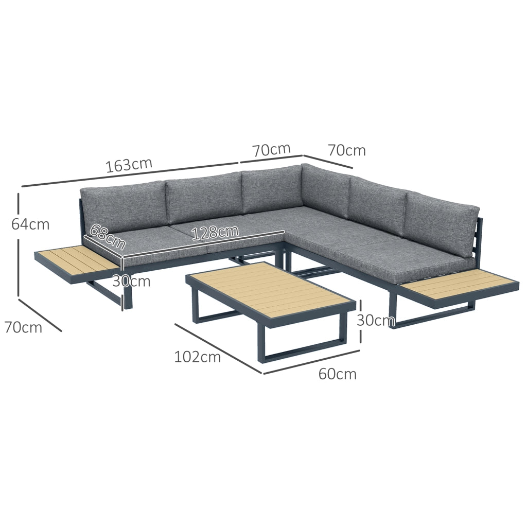 Set divano angolare 5 posti con tavolino ¨C zephmum ¨C grigio antracite polyrattan