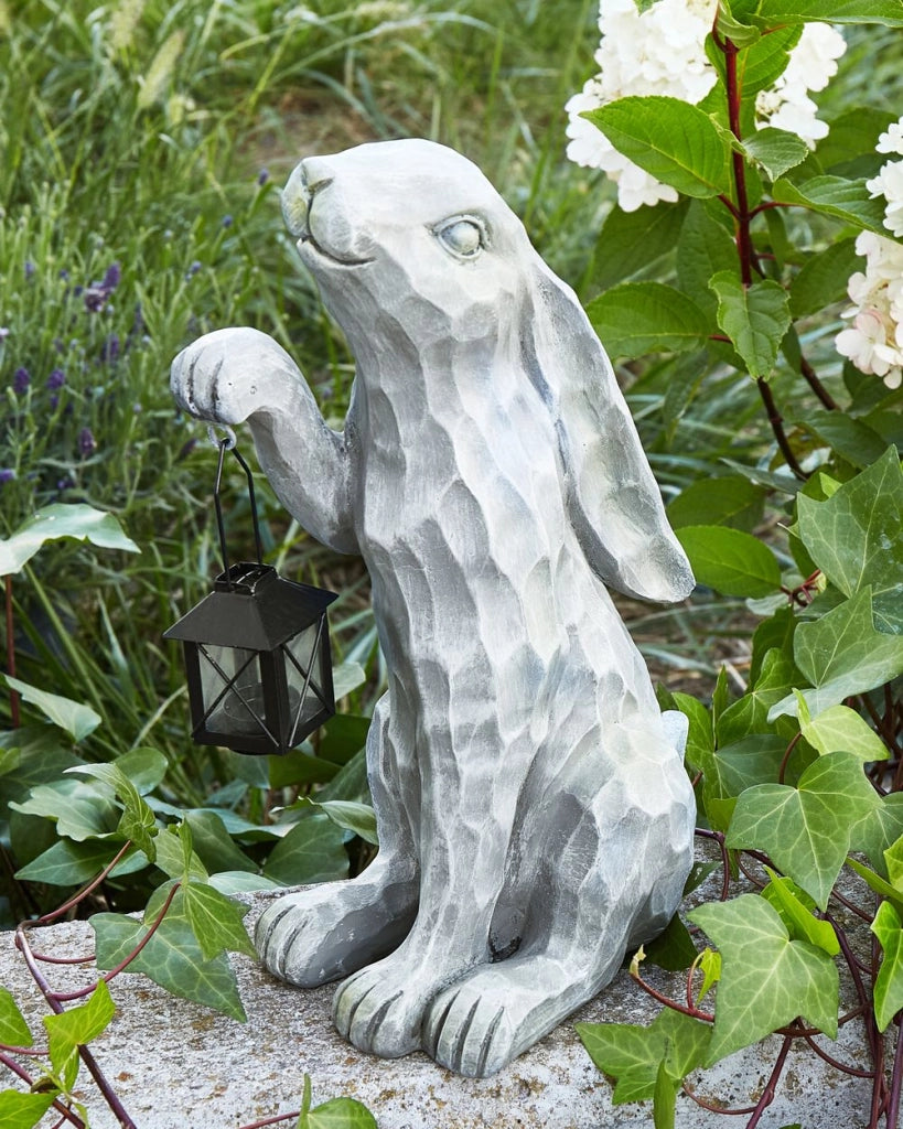 Statuetta decorativa Grigio MgO 37 cm Coniglietto di Pasqua Decorazione per interni esterni Soggiorno