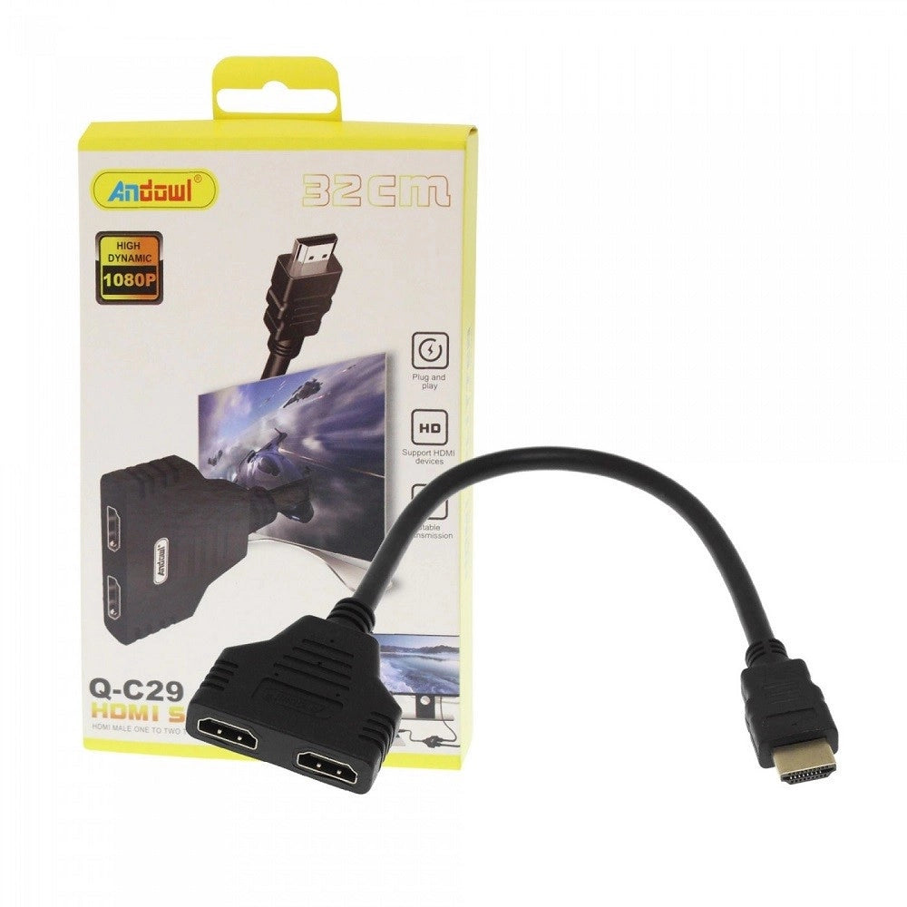 Trade Shop - Adattatore Splitter Hdmi Maschio A 2 Hdmi Femmina 32 Cm Supporta Hd 1080p Q-c29 -
