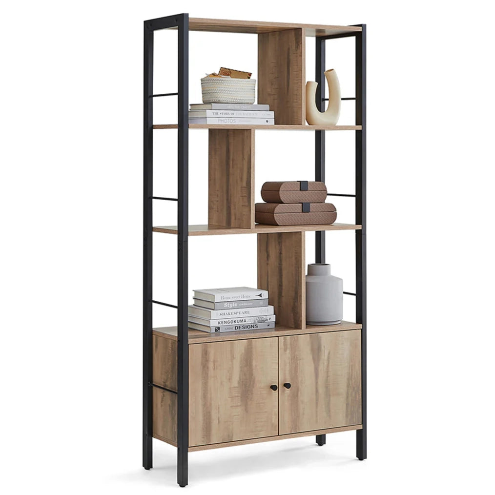 Libreria a 4 ripiani grande struttura in acciaio stabile 30 x 74 x 154,5 cm stile industriale marrone 12_0005711