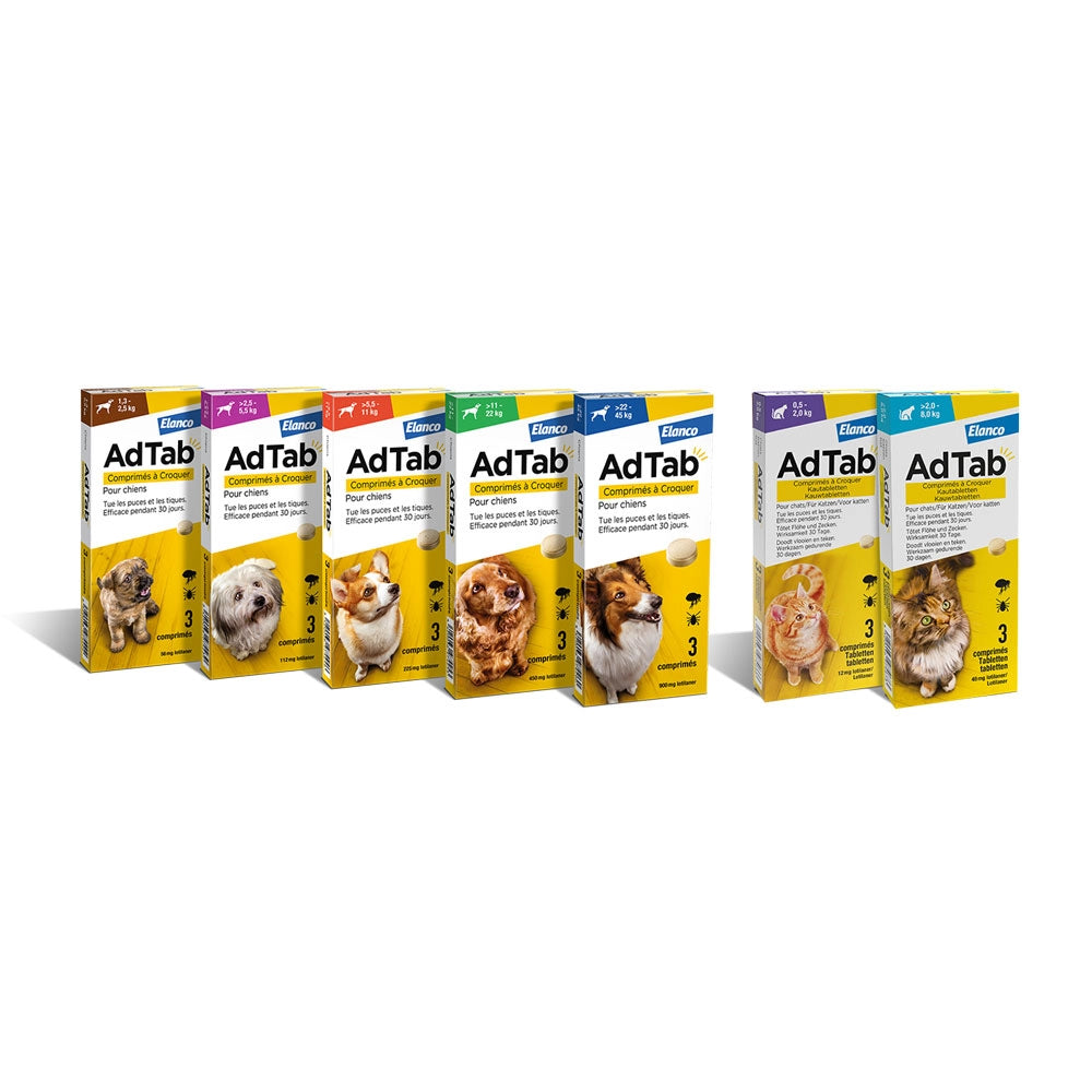 COMPRESSE ANTIPARASSITARIE MASTICABILI 'ADTAB' cani 2,5 - 5,5 kg / 3 compresse da 112,5 mg  - ELANCO
