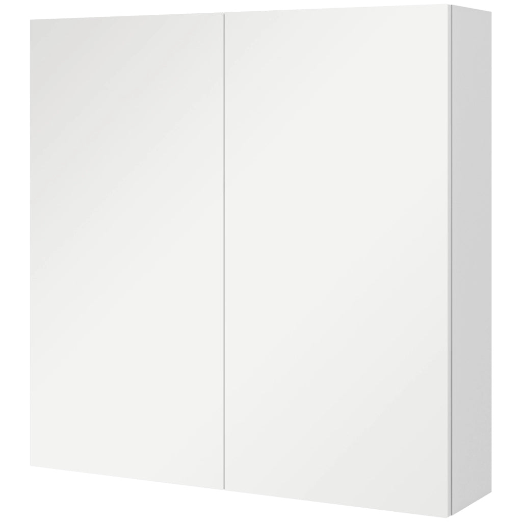 Armadietto da Bagno con Specchio 60x15x60 cm a 3 Ripiani Interni Regolabili in Legno e Vetro Bianco