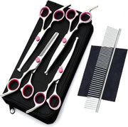 Kit di Pelo per Cani in Acciaio Inossidabile con forbici a punta di sicurezza e spazzola per il pelo