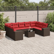Set Divani da Giardino 10 pz con Cuscini Marrone in Polyrattan 3223013