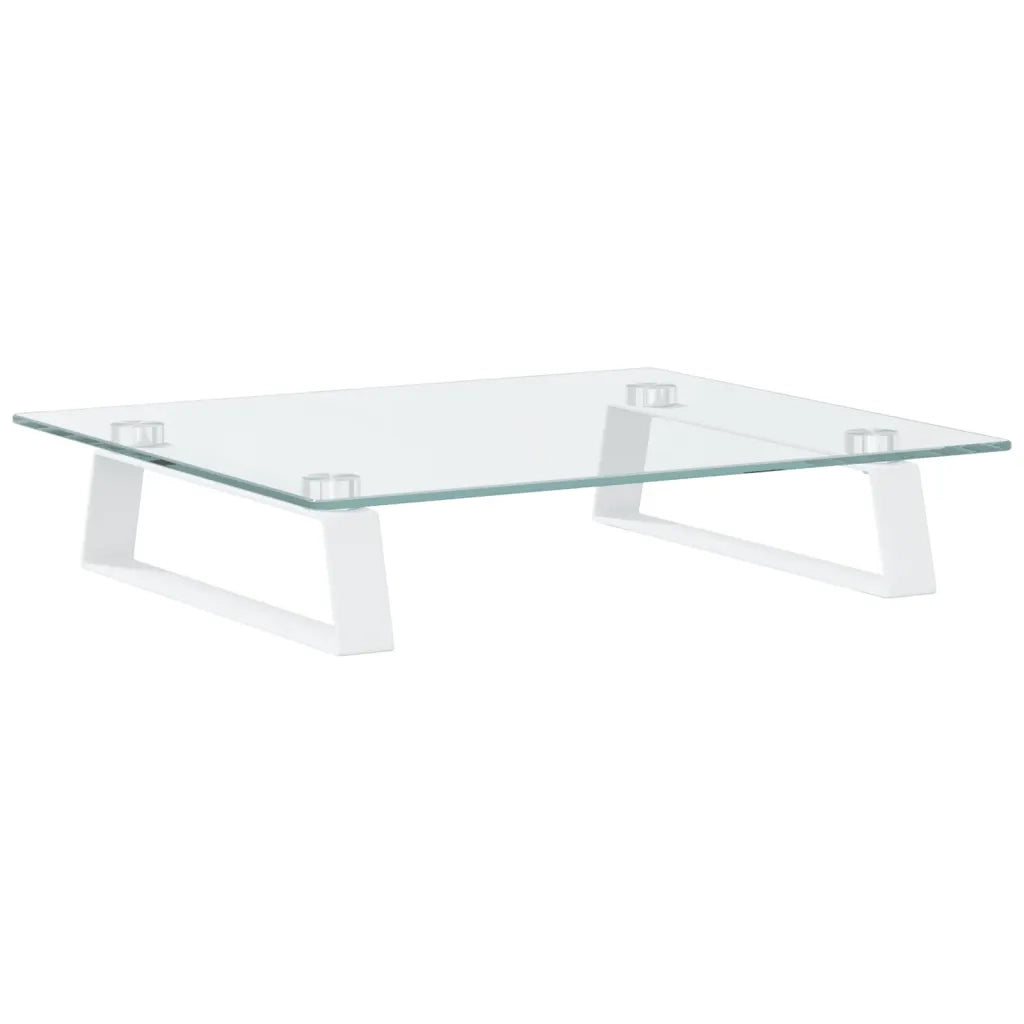 Supporto per Monitor Bianco 40x35x8cm Vetro Temperato e Metallo 374219